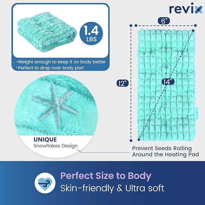 REVIX 6 * 12" Moist Heating Pad Microwavable, Reusable Microwave Heating Pads for Joints, Weighted Heat Packs with Flaxseeds for Shoulders, Neck, Back, Unscented