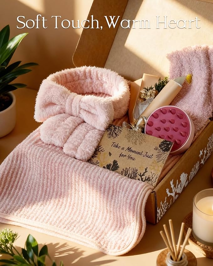 Coralogo Rose Spa Gift Baskets - Mothers Day Gifts Natural Pampering Spa Set, Self-Care Get Well Soon Basket, Thank You Gifts, Unique 11pcs Gift Set for Women Wife Mom Her Birthday