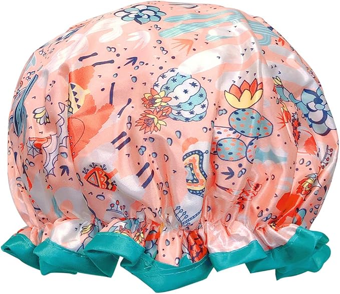 allydrew Reusable Women's Waterproof Shower Caps for Long Hair, Desert Fun