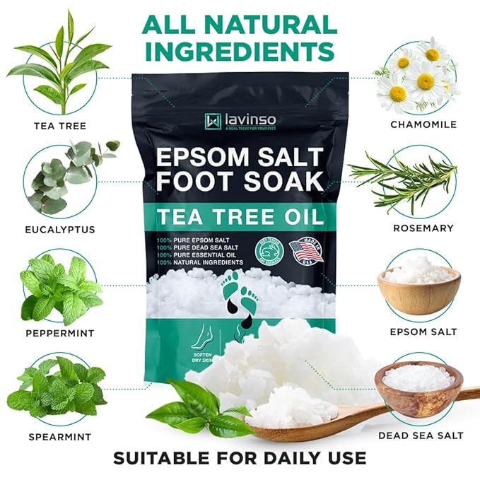 Tea Tree Oil Foot Soak and 40% Urea Cream - for Dry Cracked Feet with Maximum Strength
