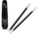 EFAH Care 2Pcs Stainless Steel Pimple Extractor Acne Treatment Tool Surgical Blemish Grade Blackhead Remover Perfect for face and Nose Easy to Clean (Black)