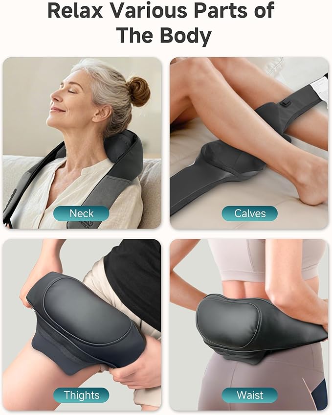 Snailax Cordless Neck Massager for Pain Relief Deep Tissue, Upgraded 4D Shiatsu Neck Shoulder Massager with Graphene Heating, Rechargeable Back Massager with Deeper Kneading Massage Heads for Home
