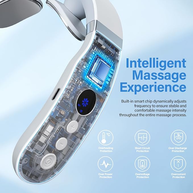 AiRunTech Neck Massager with Heat, Portable Electric Neck Massager with Heat for Painful Shoulder, White, Relaxing Gifts for Men Women, Suitable for Office Home Outdoor Use