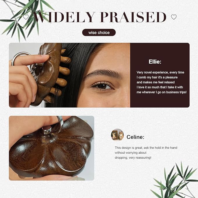 Wooden Scalp Massager, Manual Scalp Massage Comb for Relaxation, Hair Oil Application and Gentle Daily Scalp Care, Handheld Head Massage Tool for Home or Travel