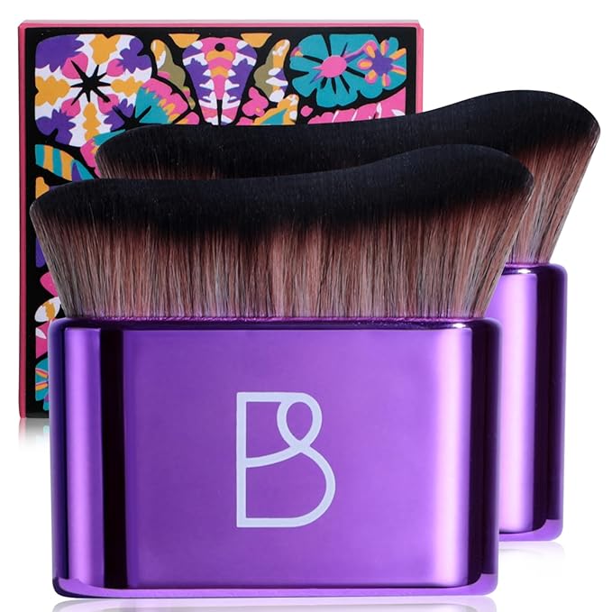 BS-MALL Self Tanning Body Brush Makeup Brushes Set of 2 – Multi-Purpose Body Brush & Ultra-Soft Synthetic Bristles, Perfect for Face & Body Application & Travel & Daily Use (Bright Purple)