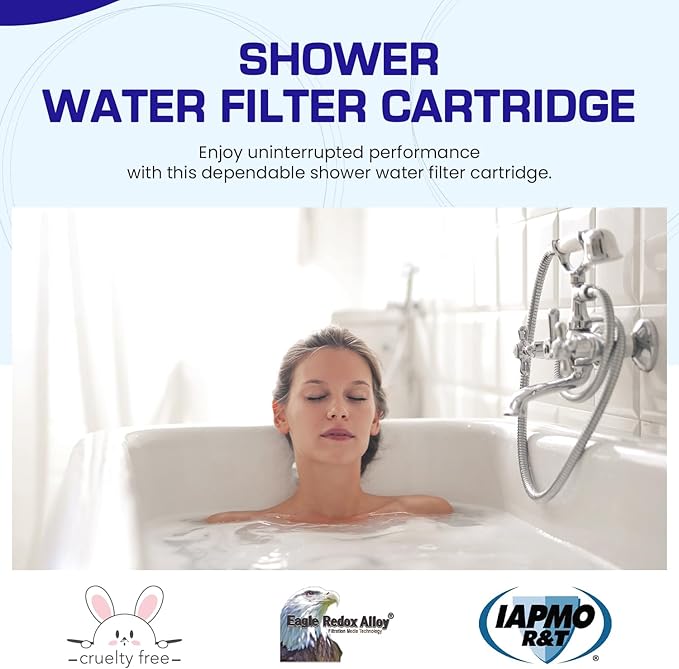 Crystal Quest Shower Filter Replacement Cartridge - Removes Chlorine and Contaminants for Cleaner Water - Durable BPA-Free - Built in the USA - Fits Crystal Quest Shower Filters [Pack of 4]