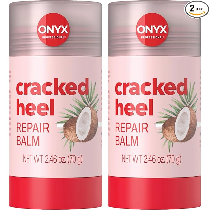 Onyx Professional Cracked Heel Repair Balm Stick for Dry Cracked Feet Treatment, Coconut Scent, 2 pack - Moisturizing Foot Balm, Rolls On, Cracked Heel Treatment