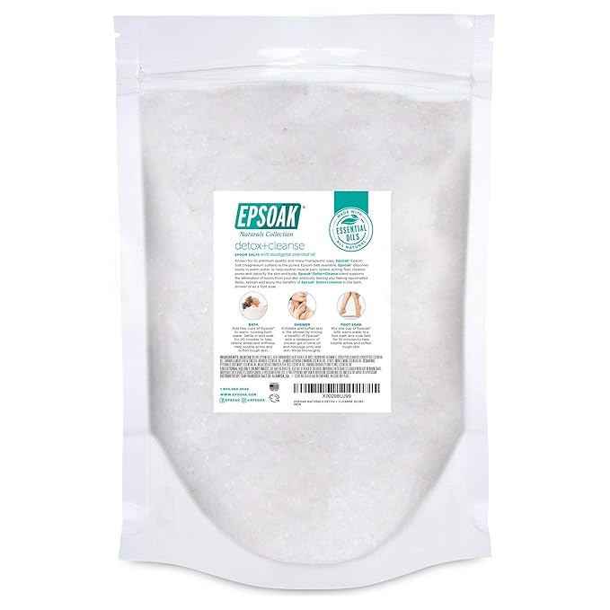 Epsoak Epsom Salt 19 lb. Magnesium Sulfate USP. Resealable Epsom Salt Bag Detox + Cleanse, Made in The USA, Cruelty-Free Certified