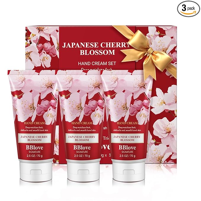 Bath and Body Care Hand Cream Moisturizing Gift Set-3PCS x 2.5oz Japanese Cherry Blossom, Natural Ingredients, Long-Lasting Moisture,Thoughtful Presents, Ideal as Gifts for Birthday Mother's Day