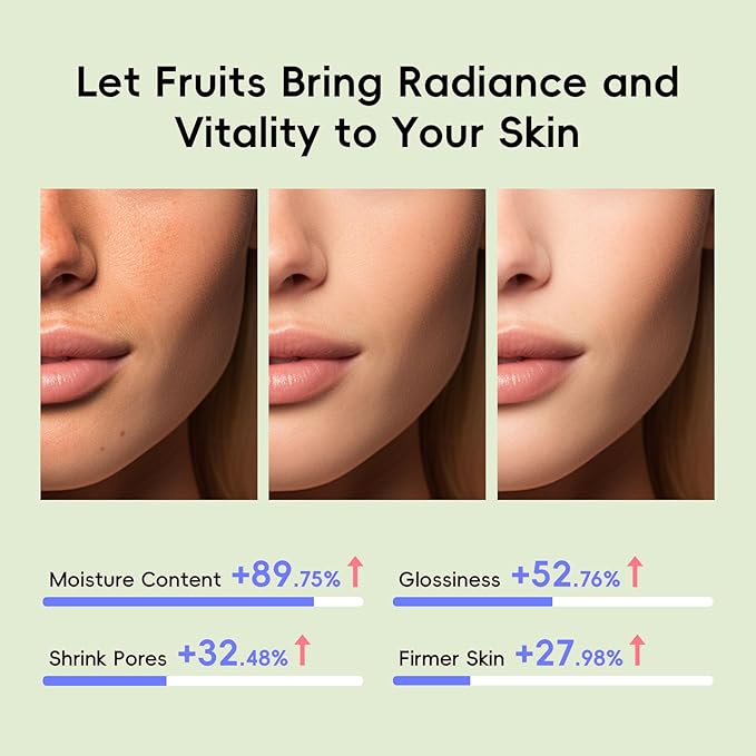 QUIYUM Fruit Skincare for Teens, 5 Daily Routine Beauty Skin Care Sets - Exfoliating, Smooth, Clean, Oil Control, Firm, Hydrating, Glow Up, Facial Skincare Gift Set for Girls Women, for All Skin Types