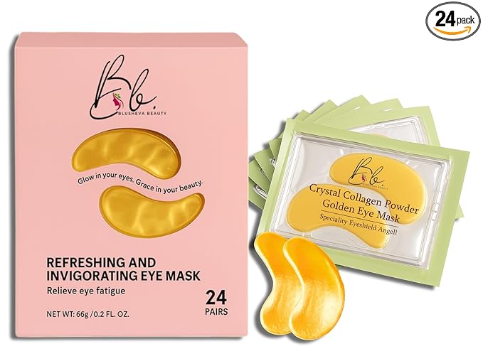 Gold Under Eye Masks – 24 Pairs Collagen & Hydrating Gel Eye Patches for Dark Circles, Puffy Eyes, Fine Lines & Anti-Aging Skincare – Vegan, Cruelty-Free Self Care Essentials
