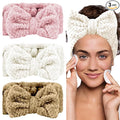 LAPOHI 3 Pack Microfiber Bowtie Headbands for Washing Face, Makeup, Yoga & Sports - Women & Girls