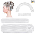 MORGLES 50 Pcs Ear Covers for Shower with 80 Pcs Shower Caps, Waterproof Ear Covers and Large Disposable Plastic Caps for Bathing, Hair Dye, Conditioning in Home Hotel Travel