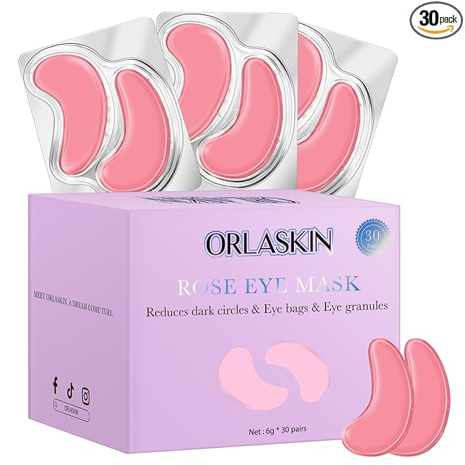 Under Eye Patches,30 Pairs Eye Mask Skin care for Dark Circles, Puffy Eyes, Under eye Bags,Wrinkles,Eye Treatment Skin Care for Men & Women Gift （Rose）