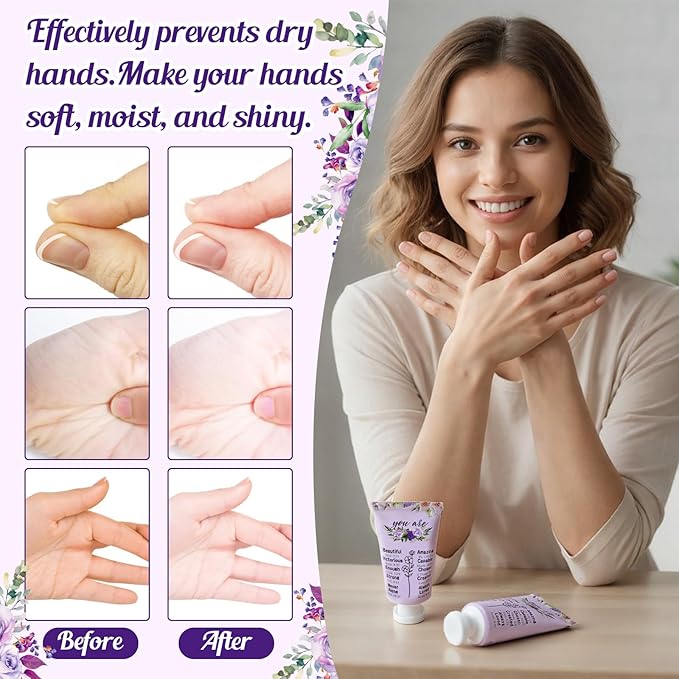 50 Pack Christian Hand Lotion Bulk Gifts for Women Mother's Day Gifts Bible Mini Travel Hand Lotion for Women Church Appreciation(Purple Flower)