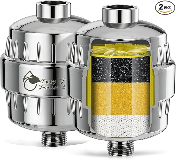 Heavy Duty Shower Filter 2 Pack,High Output Shower Water Filter - Shower Head Filter 99% Removal for Hard Water, Chlorine, Fluoride,Heavy Metals and Harmful Substance - Skin & Hair Care Solution