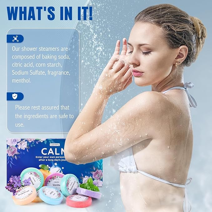 CalmNFiz Shower Steamers Aromatherapy 16 Pack – Gifts for Women, Shower Bombs with Essential Oils, Self Care Relaxation, Easter Basket Stuffers, Birthday Gifts for Mom Wife