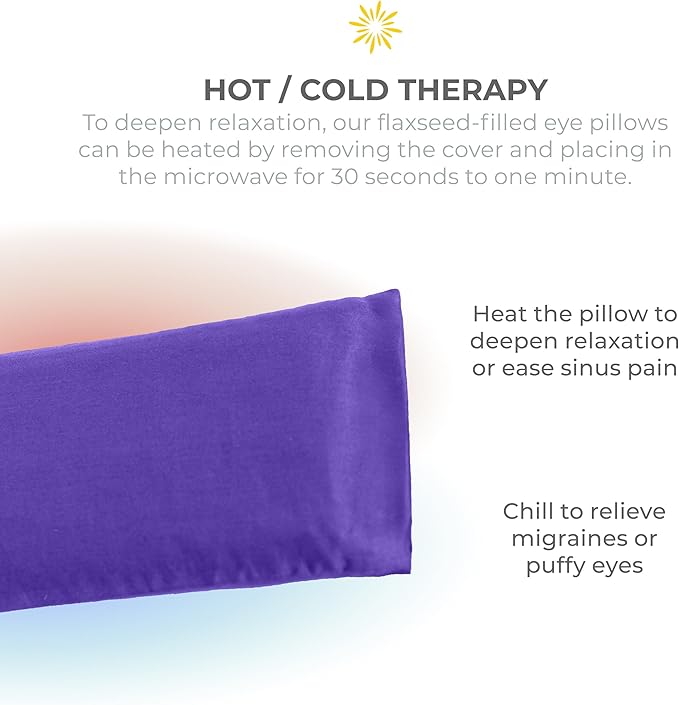 Sunshine Yoga 4-Pack Unscented Sateen Eye Pillows, Low-Luster, 9’’ x 4’’ Flaxseed Weighted Eye Mask for Sleeping, Hot or Cold Therapy for Relaxation, Migraine, and Headache, Purple