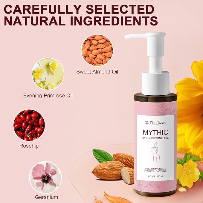Mythic Body Oils for Women Skin Tightening Body Firming Oil Scented for Dry Skin After Shower - Hydrating Skin Care For Full Body With Natural Ingredients 4.23 FL OZ (Citrus)