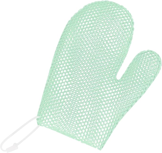 Exfoliating Glove Bath Mitt -Exfoliating Gloves for Shower, Body Scrubber for Deep Cleansing, Quick Drying Bath Gloves (Green)
