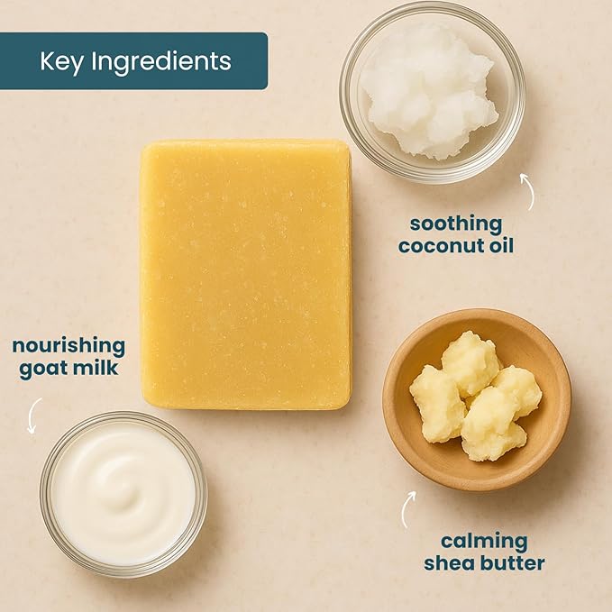 Goat Milk Soap Bar Variety 3-Pack (5oz Bars) - Natural, Handmade, Gentle - Cold Process Goat Soap for Hands & Body, Women & Men, No Dyes, USA Made - Lavender, Cherry Almond, Honey Oatmeal