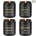 Scented Candles for Men, 4 Pack Mens Candle Set, Soy Candles for Home Scented, Masculine Candle for Him, 28oz, 200 Hours Burning Time Aromatherapy Candles of Lavender/Eucalyptus/Leather/Oak