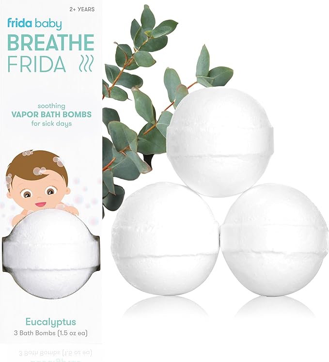 Frida Baby Natural Vapor Bath Bombs for Toddlers & Kids, Eucalyptus Essential Oil Bath Bombs for Aromatherapy, 3 Count