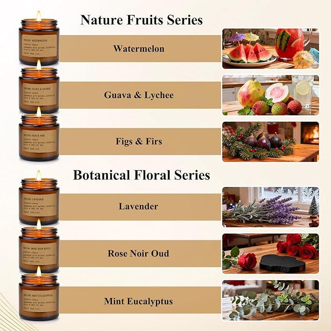 Scented Candles for Home,12 Pack Aromatherapy Candles for Home Scented, Aromatherapy Jar Candle Gifts for Women, Natural Soy Wax Amber Candle Set, Scented Candles Set for Birthday Present