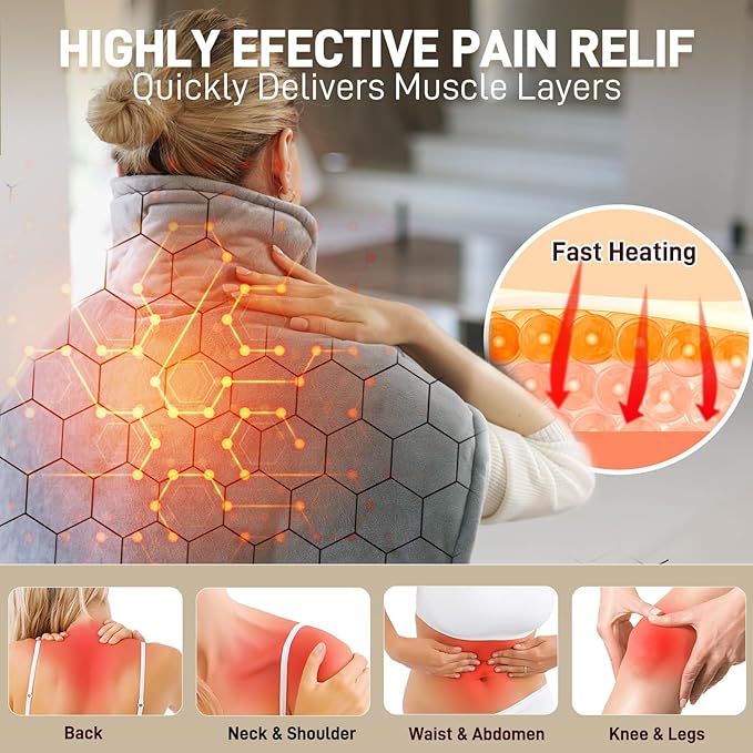 Heating Pad for Neck and Shoulders and Back - Electric Heating Pad for Pain Relief with 6 Heating Levels & 4 Time Setting, Christmas Birthday Gifts for Women Men Dad Mom Elderly (20" x 24")