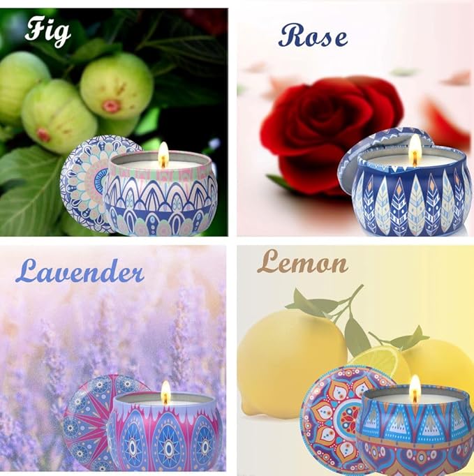 Scented Candles Gift Set for Home 4 Pack Large 4.4 Oz Soy Wax Candles, Aromatherapy for Relaxation & Stress Relief, Lavender Rose Lemon Fig, Long Lasting Birthday Gifts for Women, Her, Mother's Day
