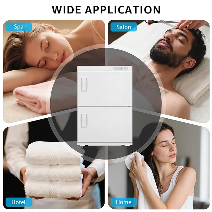 TABU Hot Towel Warmer Cabinet, 46L Extra Large Professional Towel Heater with Stainless Steel Racks & Water Drip Tray, for Spa, Salon, Barber and Home,White