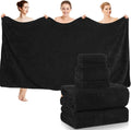 Peryiter Oversized Bath Towels Set of 6 for Adults 40x80 Inches Extra Large Bath Towel Sets Bathroom Sheets Jumbo Shower Towels Quick Dry Absorbent Soft Microfiber for Adults(Black)