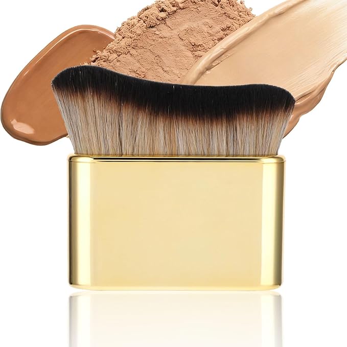 Professional Kabuki Foundation Brush - Self Tanning Blend Brush, Makeup Brush Streak-Free Application Multi-Use for Foundation Self Tanner Sunscreen Body Lotion (Gold (Self Tanner Brush))