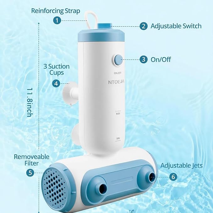 Bath Jets for Tub, Portable Jet Spa for Bathtub with Dual Hydro Jets, Bath Bubble Machine for Women Daily Relaxing Use (Blue)