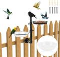 Wall-Mounted Bird Feeder with Metal Seed Tray and 2 Bath Bowls - Great for Porch or Fence, Attracts Wild Birds