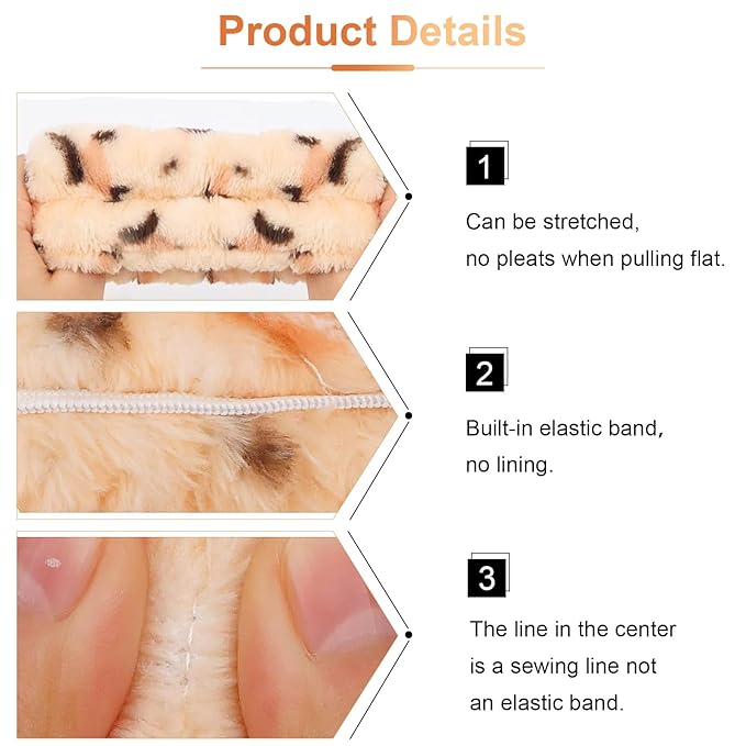 VELSCRUN 6 Pack Spa Headband, Makeup Headband, Face Wash Headbands, Skincare Headbands, Leopard Sponge Hair Band Bow Tie Spa Head Band for Washing Face Wristband Set Hair Accessories for Women Gifts