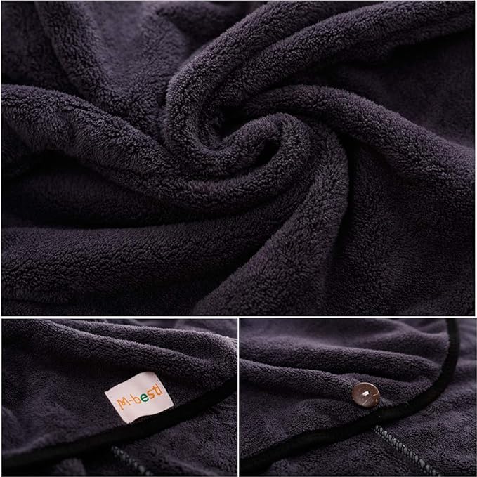 M-bestl 2 Pack Hair Drying Towels, Anti-frizz Hair Towel Wrap, Absorbent Microfiber Hair Towel Turban with Button Design for Straight Curly Hair (Dark Gray&Light Gray)