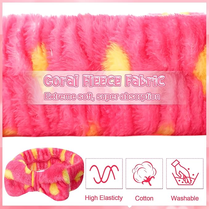 Tigeen 52 Pieces Spa Headband for Washing Face Bulk Soft Coral Fleece Skincare Headband, Bow Makeup Cosmetic Hairband Fluffy Shower Spa Essentials for Girls Women Slumber Supplies(Colorful,Polka Dot)