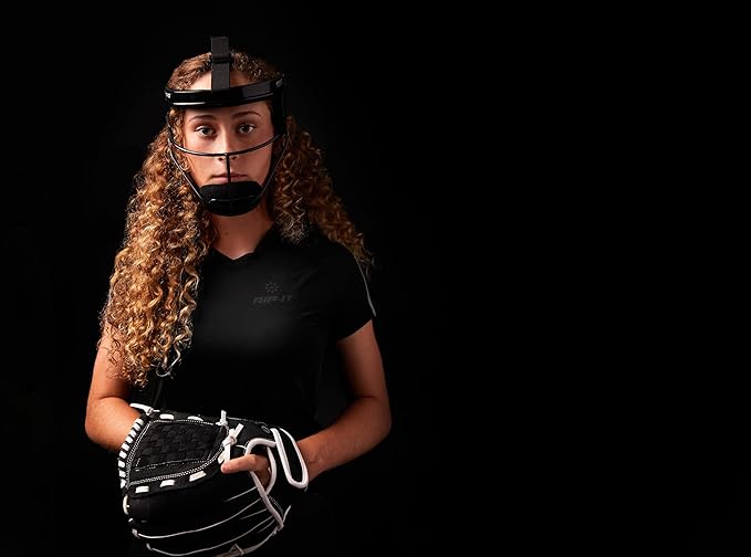 RIP-IT Original Defense Softball Face Mask, Lightweight, Protective Fielder's Softball Face Shield with Ponytail Strap & Soft Foam Padding