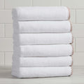 Great Bay Home White/Rosewood Hand Towel Set - Ultra-Soft Cotton, Boho-Chic Border Design - 6 Hand Towels (28" x 16") - Absorbent, Quick-Dry, Lightweight Bathroom Towels