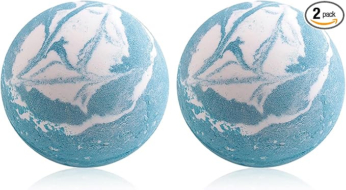 Blue Bath Bombs for Women Spa Gift Set with Peppermint Essential Oils Sea Salt Relaxing Birthday Gift for Her Bubble Bath Skincare Relaxation Aromatherapy Gifts 2 Pack