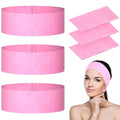 128 Pieces Disposable Spa Facial Headbands Stretch Non-Woven Headband Soft Skin Care Hair Band with Convenient Closure for Women Girls Salons Esthetician Supplies, Pink Large