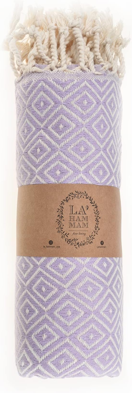 Personalized Embroidered Beach Towel | Throw Blanket, Easy to Carry, Sand Free, Highly Absorbent, Quick Dry, Turkish Towels for Camping Bath Sauna Beach Gym Pool Yoga SPA by Lahammam, Malta, Lilac