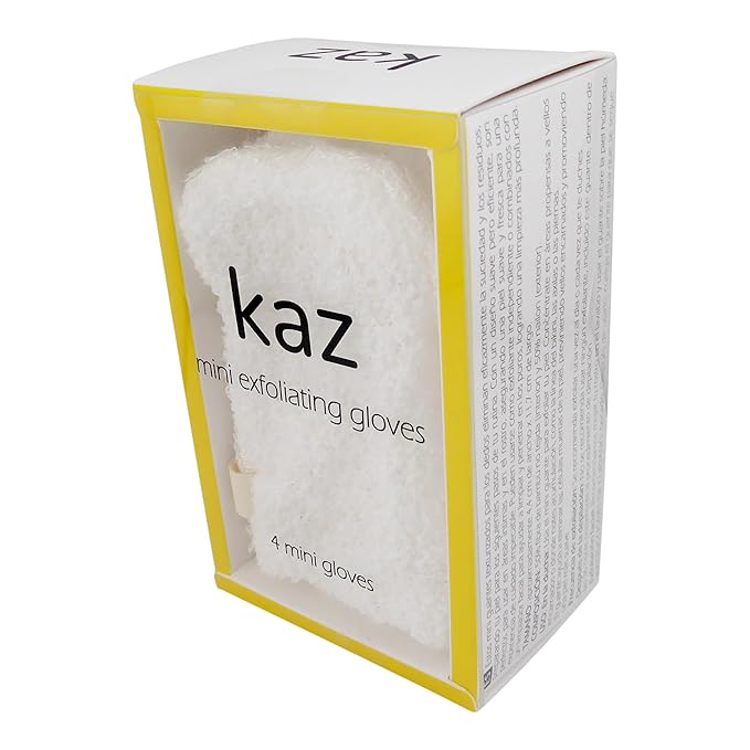 Waxness Kaz Exfoliating Mini Glove Finger Scrubber for Dead Skin Removal & Gentle Facial and Body Exfoliation, 4 Pack – Professional Skin Care