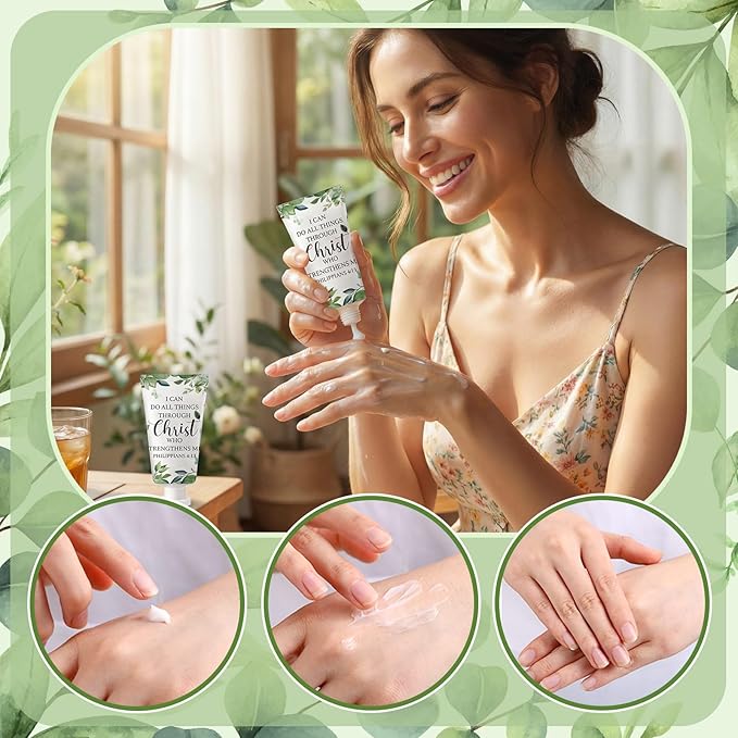 50 Pack Christian Hand Lotion Bulk Gifts for Women Mother's Day Gifts Bible Mini Travel Hand Lotion for Women Church Appreciation(Greenery)