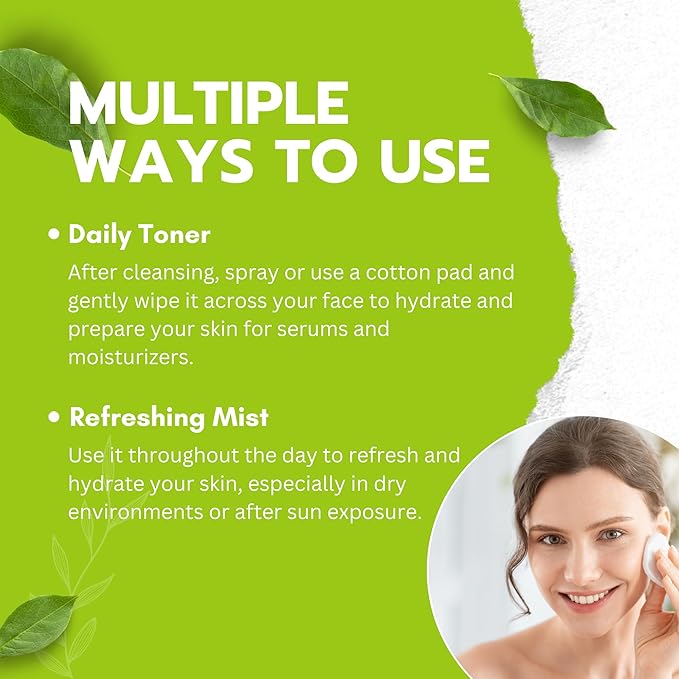 Green Tea Matcha Facial Toner Mist with Coconut Water, Refreshing, and Soothing Face Toner, with Jojoba Oil, Castor Oil, Snail Filtrate,120ml