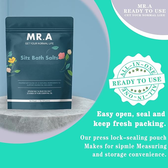 1.7 lbs Sitz Bath for Hemorrhoids,Premium Grade 23 Ingredients, Advanced Hemorrhoid Treatment Formula Epsom Salt Dead Sea Salt Essential Oils, Sitz Bath Salts for Hemorrhoids Toilet Seat Bathtug