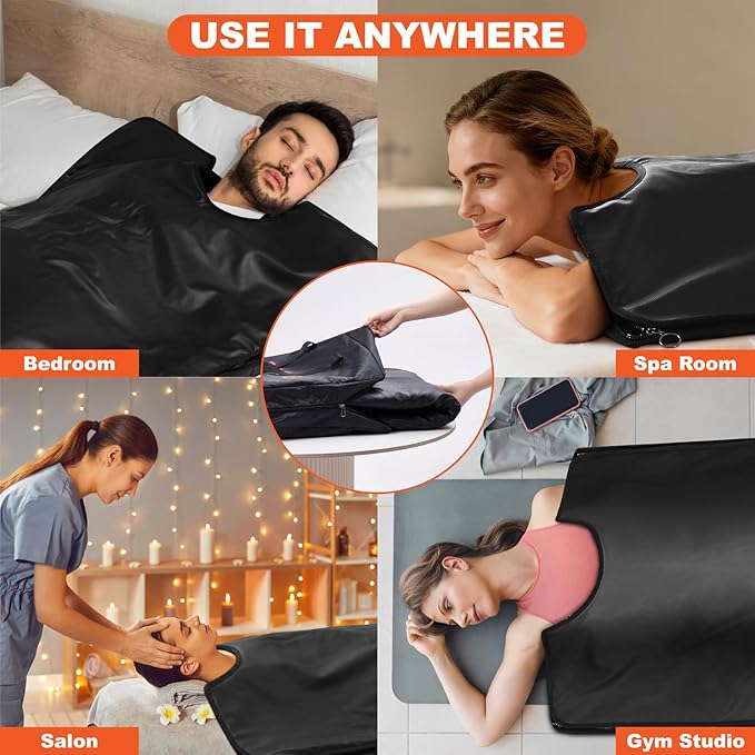 Portable Sauna Blanket for Home Use, Full Body Heated Bag with Adjustable Temperature and Timer, Foldable Personal Sauna for Relaxation