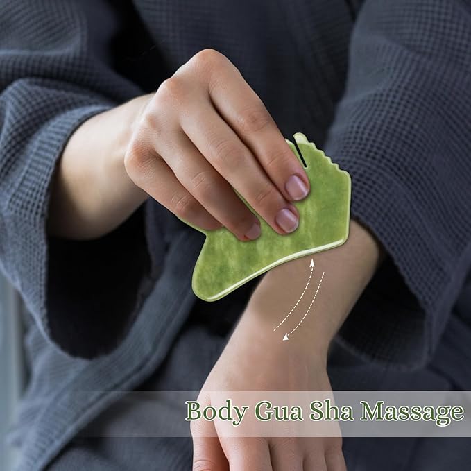 Scalp Massage Comb, Scalp Massager for Hair Growth, Head Scratcher for Itchy Scalp, Face and Body Gua Sha Tool, Meridian Brush, Natural Jade Stone