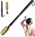 Gobiteli Back Scrubber with Soft and Stiff Bristles, 17''-25'' Long Handle Dual-Sided Shower Brush for Body for Deep Cleaning